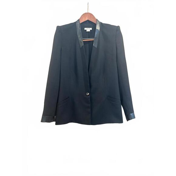 Helmut Lang Silk Mix Blazer with Lamb Leather Trim EUC - Picture 4 of 12